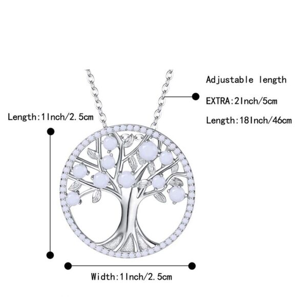.925 Sterling Silver and Pearl Cubic Zirconia Tree of Life Pendant Necklace - Picture 6 of 6